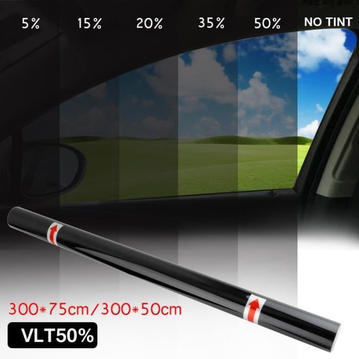 VLT 15 VLT 0.5 – Film solaire pour vitres de voiture, 1.5 x 50% m, teinte au charbon de bois, Film d'isolatio