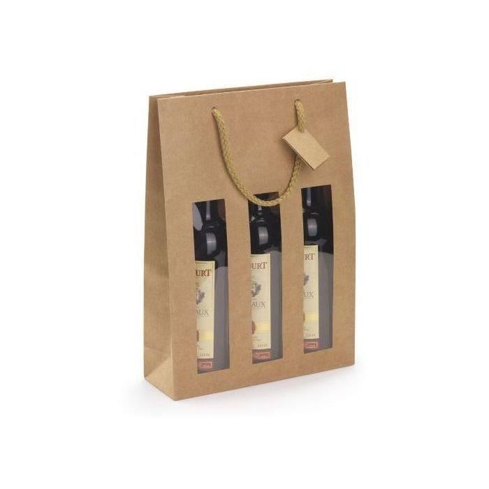 CLASSWINE Etui kraft à fenêtre pour 3 bouteilles