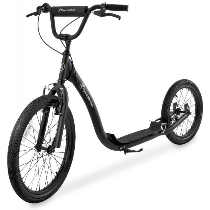 HyperMotion Trottinette Adulte Charge Max 100 Kg Roues Pompées 50 & 40 Cm - RIVA CITY Frein Main Hauteur Réglable 86-93 cm - Noire