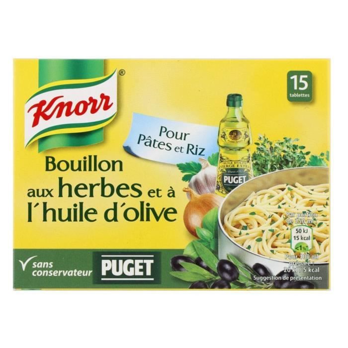 Knorr Bouillon Herbes et Huile d'Olive Puget 15 Cubes 150 g