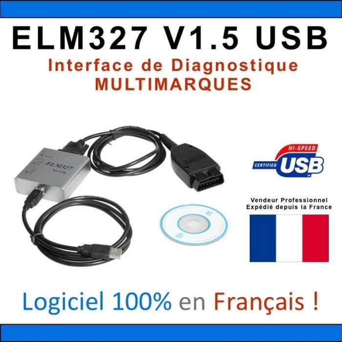 Valise Interface ELM327 OBD2 USB Voiture Scanner OBD OBD2 Diagnostic MULTIMARQUES - DIAG Auto