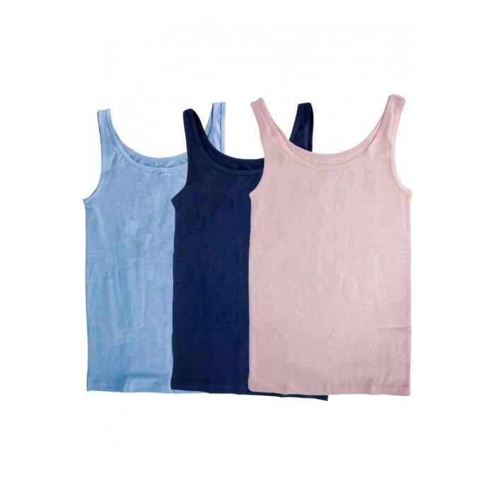 Torrente Couture Lot de 3 débardeurs larges bretelles Bella Rose, Bleu Marine, Bleu Ciel Femme