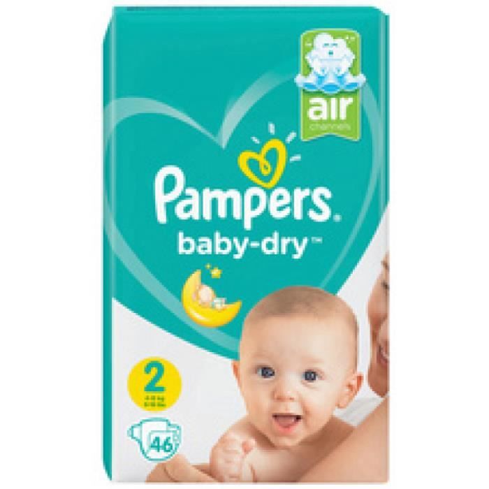 Pampers Couches baby-dry taille 2 Mini, 4-8 kg, pack promo 0,000000 Noir