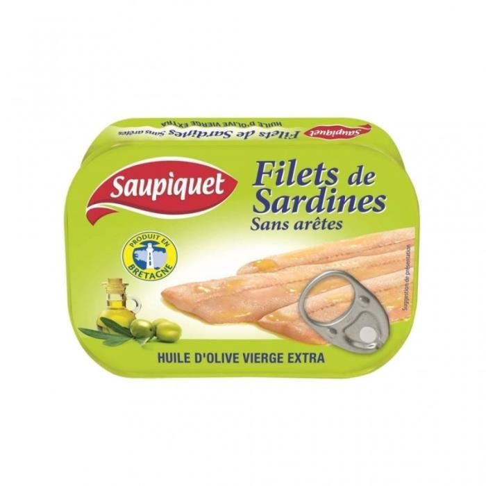 Saupiquet Filets de Sardines Huile d’Olive Vierge Extra 100g (lot de 5)