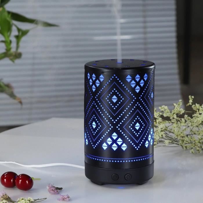 Diffuseur Ultrasonique 100ml Métal Motifs Losange Blanc Aromathérapie Huile essentielles Vapeur d'eau, Humidificateur.