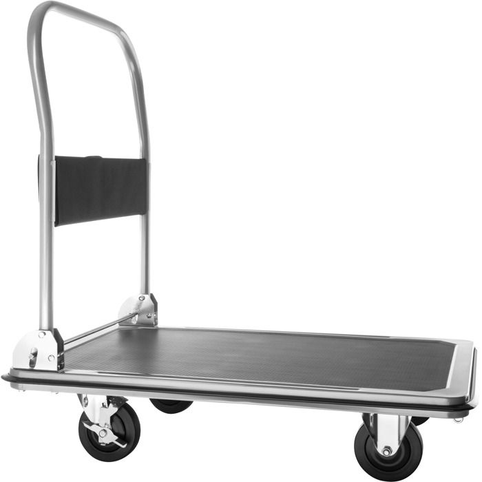 TECTAKE Chariot de Transport à Plateau Pliable en Acier 90 cm x 61 cm x 91 cm Charge 300 kg Gris