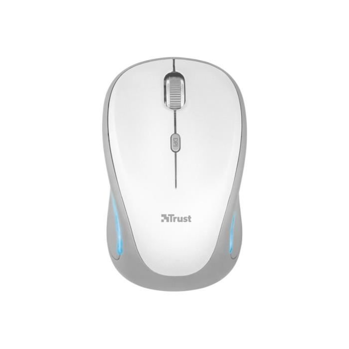 Trust Yvi FX Souris droitiers et gauchers optique 4 boutons sans fil 2.4 GHz récepteur sans fil USB blanc
