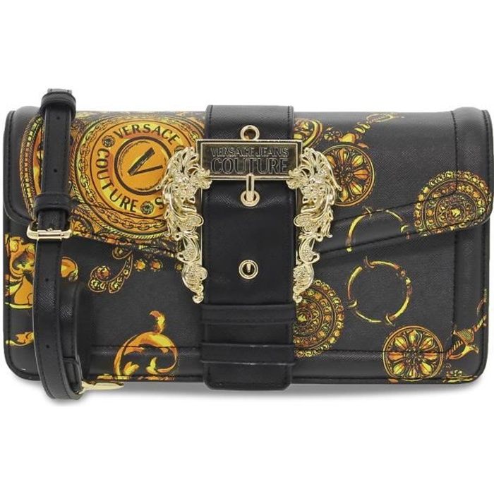 SAC A MAIN VERSACE JEANS COUTURE BFA G en saffiano noir jaune Femme