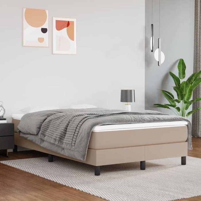 CHIC Lit Double 2 Personnes Sommier à lattes de lit Cappuccino 120x200 cm Similicuir Design62860