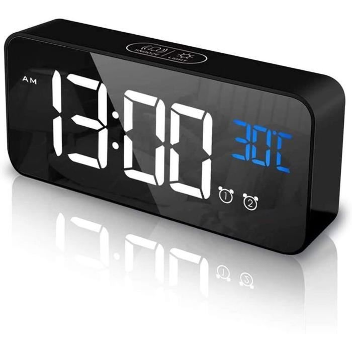 1 Pièces Réveil Numérique LED Horloge Digitale, Reveil Matin avec Température, Date, Luminosité