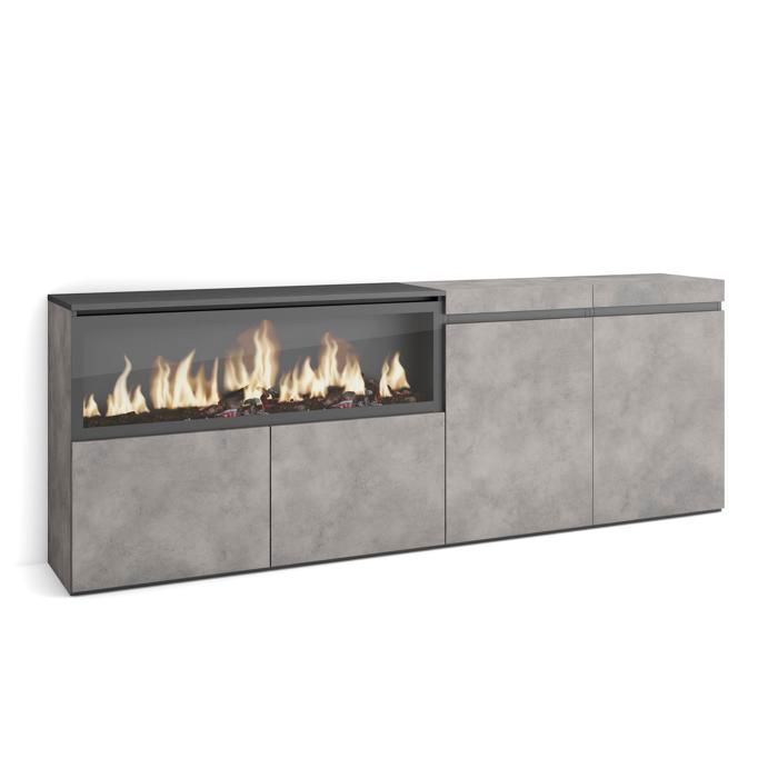 Buffet Bahut Enfilade Meuble de Séjour 208x35x75cm 1feu électrique XXL Ciment RF3231 Buffet Bahut Enfilade Meuble de Séjour 208x35x75cm 1feu électrique XXL Ciment RF3231