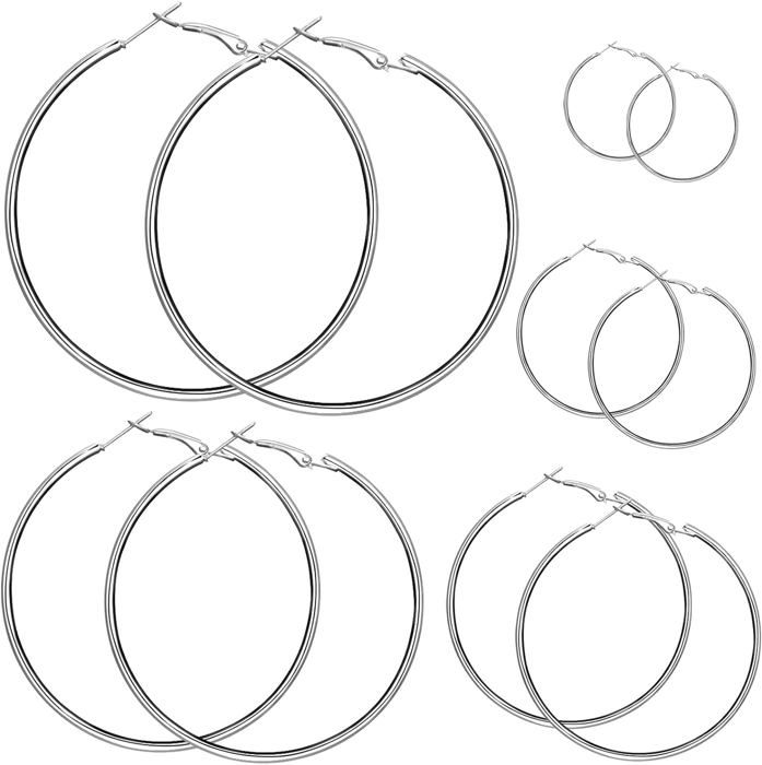 Boucles d'Oreilles Petites Créoles en Or Blanc 18K et Diamants de la