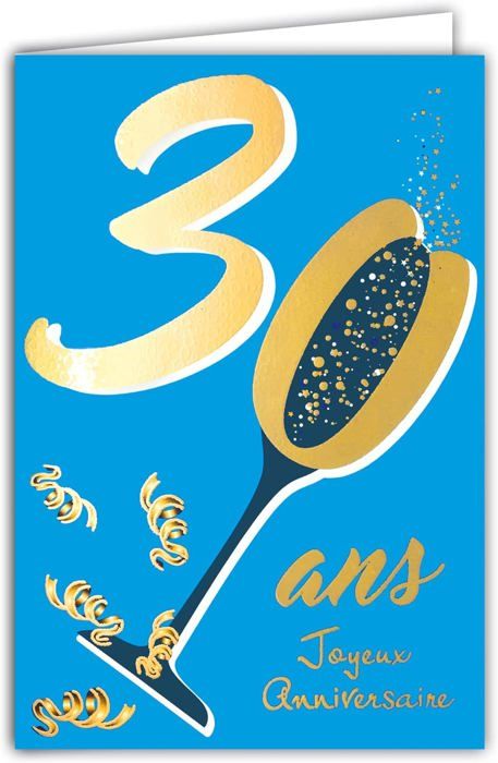 Carte D'anniversaire 30 Ans Personnalisable - Cadeau Pour Femme, Homme, Sœur, Frère, Ami - Carte Blanche à Message, 280 G, Fabriquée En UE