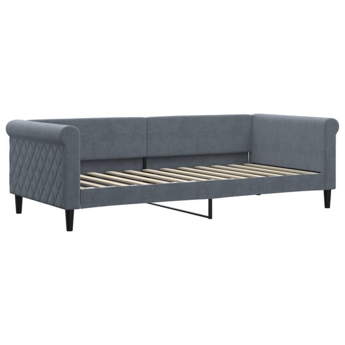 Canapé-lit - VIDAXL - CHY89690044 - 90x200 cm - Velours gris foncé - Convertible 2 en 1