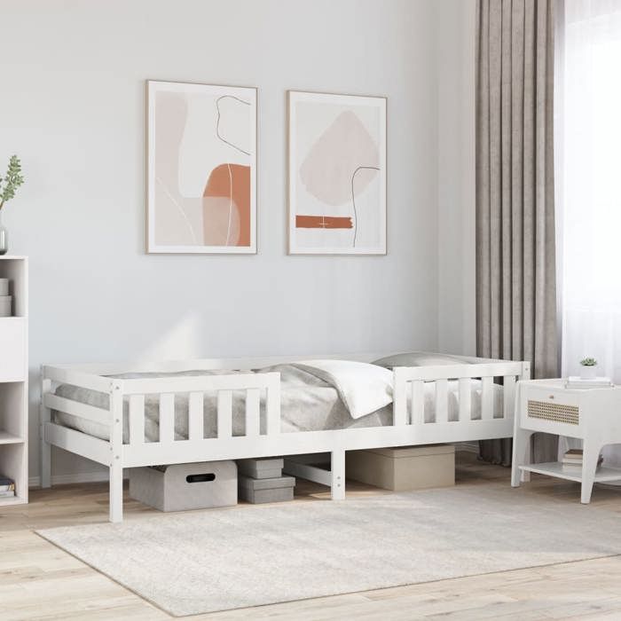 Lit Simple - VIDAXL - 90x190 cm - Bois de pin massif - Couleur blanc - Montage requis