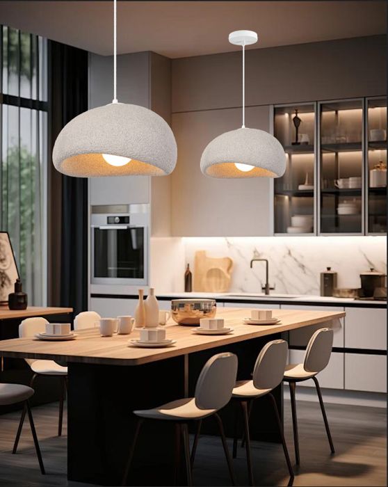 iDEGU 2pcs Suspension Luminaire Moderne Industriel Ciment 30cm Créatif Lustre Plafonnier Design Edison pour Salon ChambreGris