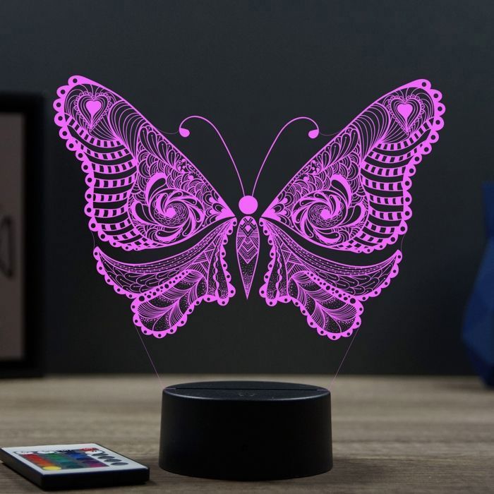 Lampe 3D Animal Insecte Papillon – LED – Idée Cadeau – Fabriquée en France