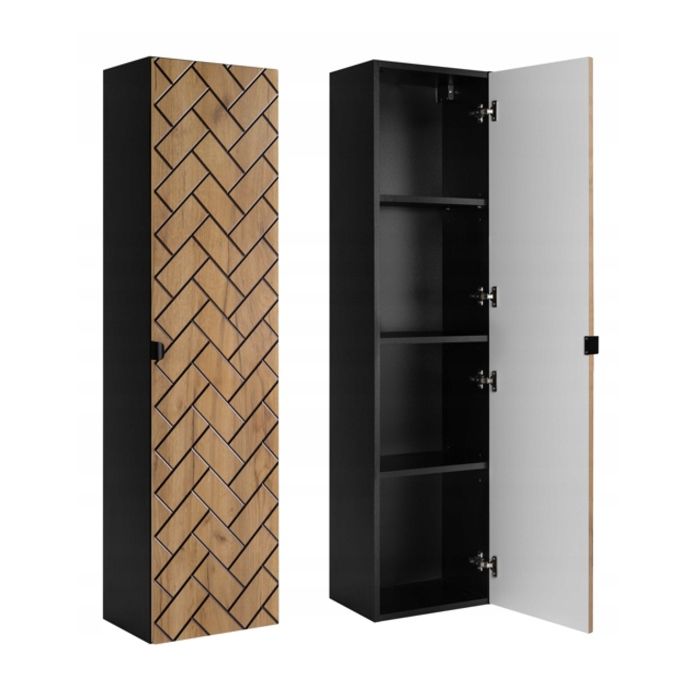 Armoire Murale 136 cm TREND - Or / Noir - 35 x 136 x 27 cm