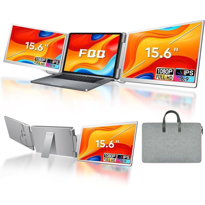 Moniteur Portable pour Ordinateur triple écran IPS 156 pouces FHD 1080p extension de 12 à 185 pouces
