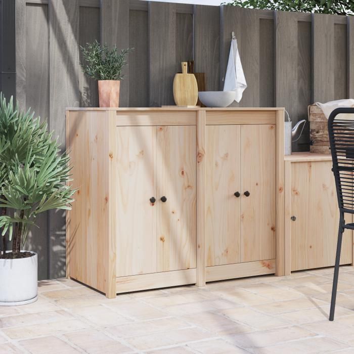 Portes de cuisine extérieure 2 pcs 50x9x82 cm Bois massif en pin