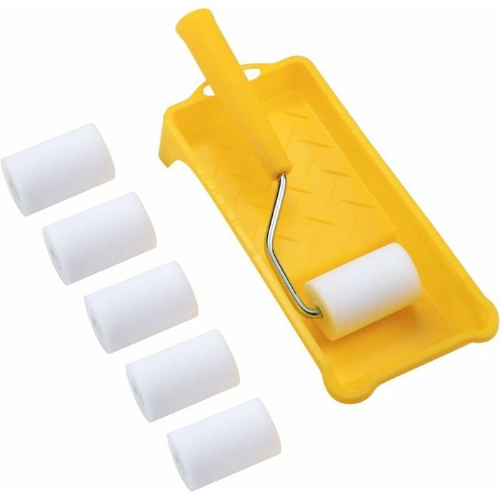 Lot de 4 mini pinceaux de peinture, rouleau éponge à faire soi-même, outil de dessin, fournitures artistiques