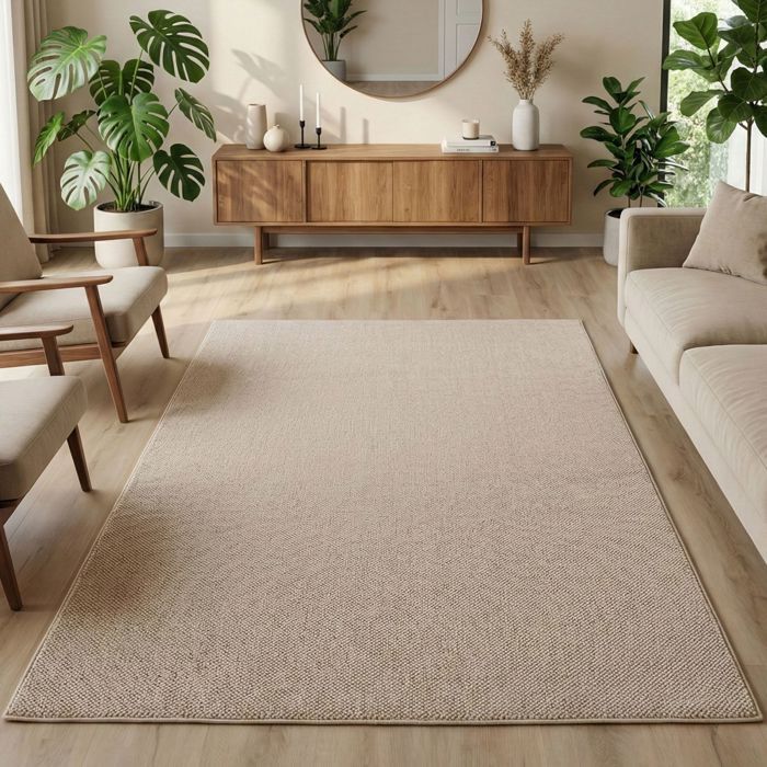 Carpetsale24 Tapis 160x230 cm Beige Uni Bouclé Style Scandinave Moderne pour Salon Coin Canapé Salle à Manger Chambre
