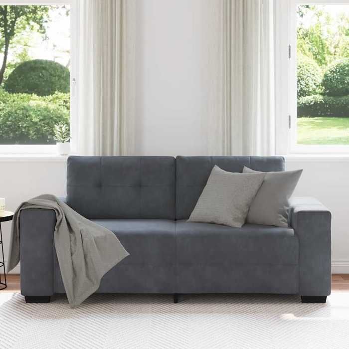 SWEETY@ Sofa salon/bureau - Canapé causeuse - gris foncé 140 cm velours - LL2103