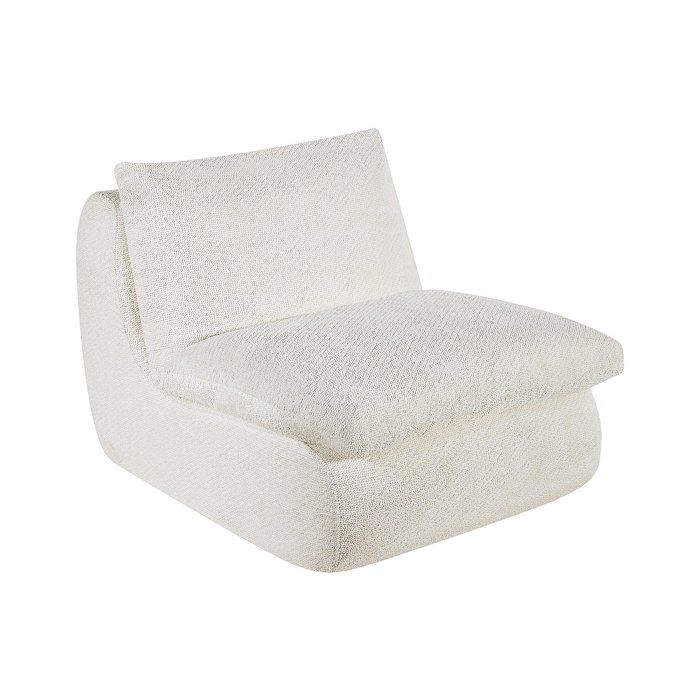 Fauteuil en tissu texturé blanc ivoire LOLEVA Fauteuil en tissu texturé blanc ivoire LOLEVA