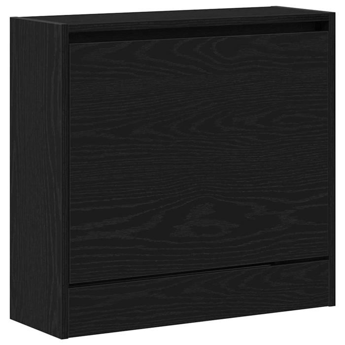 Armoire à chaussures moderne - vidaXL - Chêne noir - 60x21x57 cm - Porte coulissante - Bois dingénierie