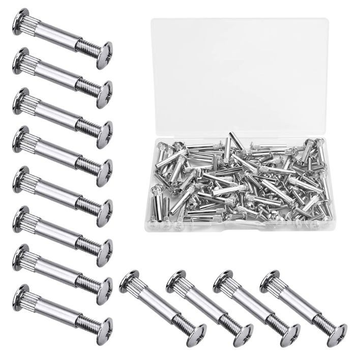 60 PCS M4 Vis Assemblage Meuble Vis de Connexion avec Boulon pour Bois de 31 à 40 mm dÉpaisseur Armoire Porte Lit (Argent)