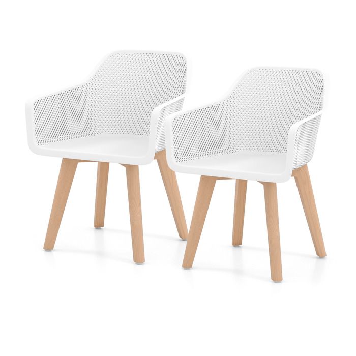 GIANTEX Lot de 2 Chaises de Salle à Manger-Dossier en Maille-Pieds en Bois de Hêtre-Siège en PP-Charge 150kg-Salon Bureau-57x56x75cm GIANTEX Lot de 2 Chaises de Salle à Manger-Dossier en Maille-Pieds en Bois de Hêtre-Siège en PP-Charge 150kg-Salon Bureau-57x56x75cm