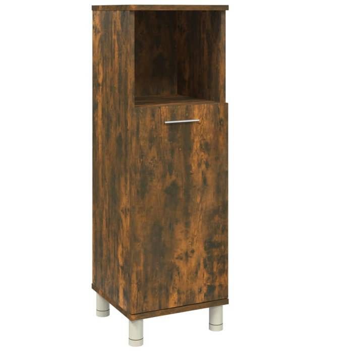 En solde Armoire de bain/Meuble WC - COLONNE DE BAIN - Chêne fumé 30x30x95 cm Bois dingénierie L3920