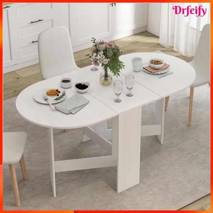 Table à manger pliante - AKOZON - 11353 - Ovale - 6 places - Blanc