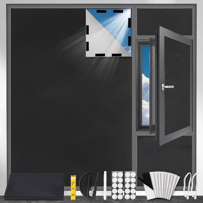 Store occultant 300 x 148 cm - Protection solaire intérieure - Sans perçage - Portable - Pour fenêtre de toit - Vacances