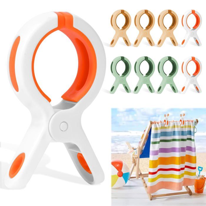 Pinces Serviette Plage – Lot de 9 Anti-Vent – Plastique Durable pour Vêtements Couettes et Draps Cuneary