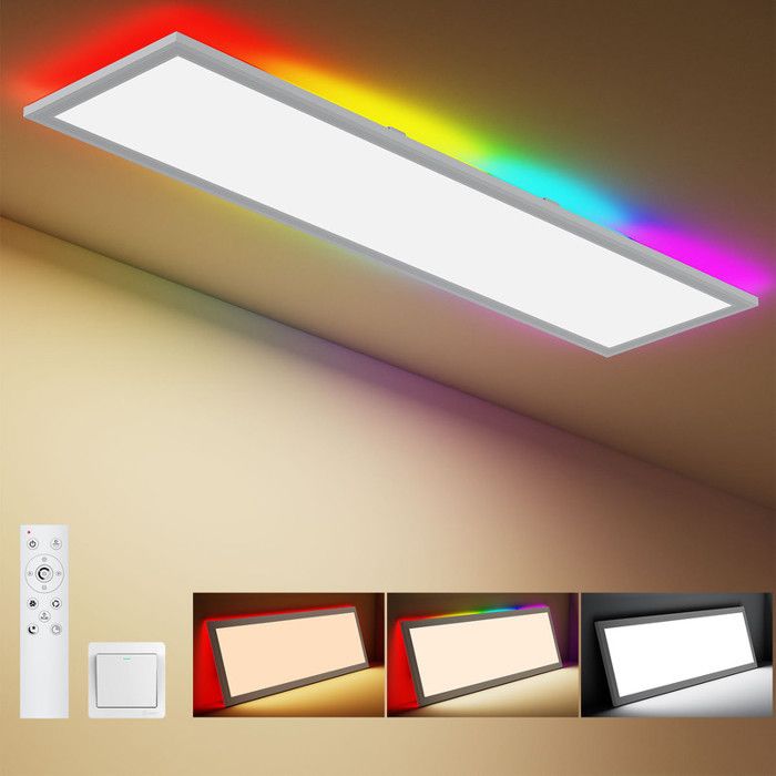 Panneau Plafonnier LED 30W+4W 3000-6500K RGB Dimmable Télécommande Lampe de Nuit Pour Salon/Chambre/Bureau/Cuisine