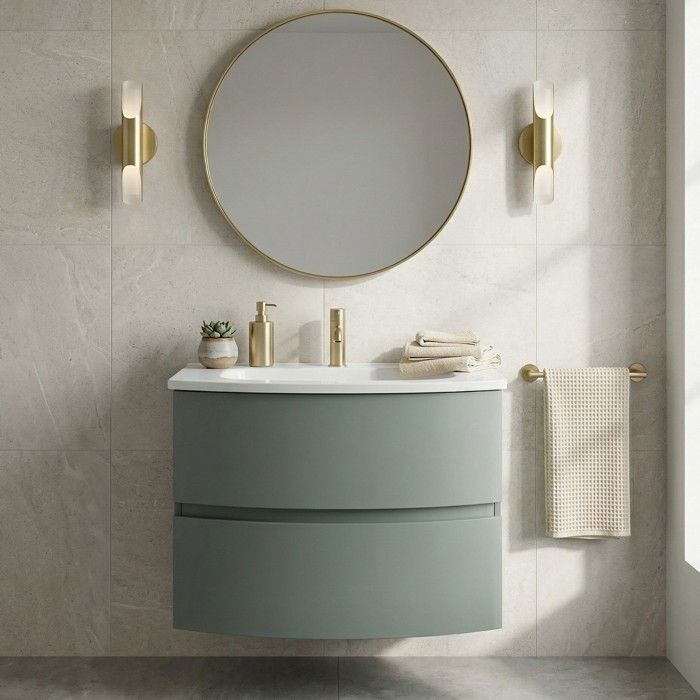 ARMONIA Meuble vasque encastrée L. 70 cm vert sauge (sans colonne) ARMONIA Meuble vasque encastrée L. 70 cm vert sauge (sans colonne)