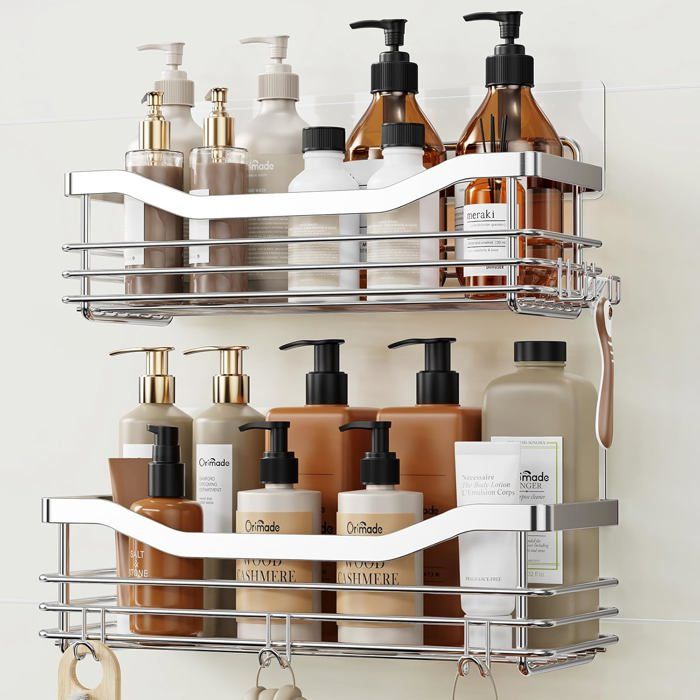 Étagère de douche sans perçage - VETOBIOL - Acier inoxydable SUS 304 - Antirouille et résistant à lhumidité Étagère de douche sans perçage - VETOBIOL - Acier inoxydable SUS 304 - Antirouille et résistant à lhumidité