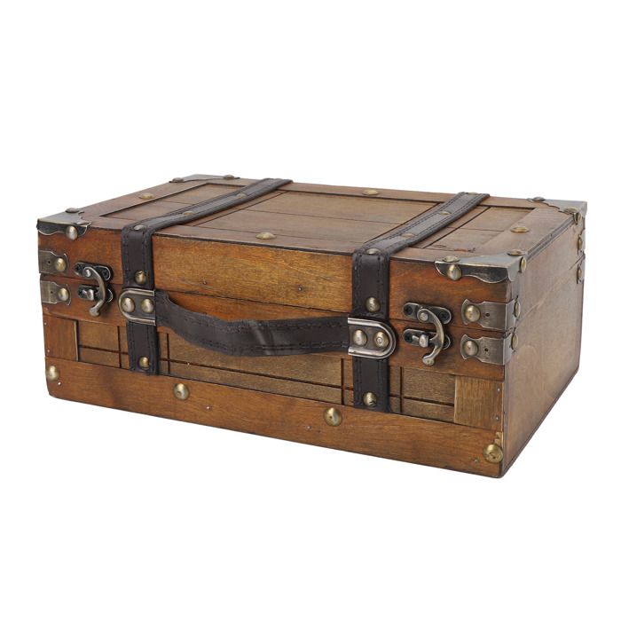 ARAMOX boîte en bois en détresse Coffre en bois Portable Vintage en détresse multifonctionnel coffre de meuble rangement Petit