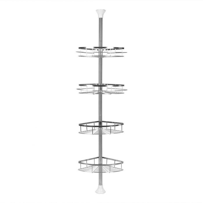 KEDIA Etagere Douche 110-280CM Telescopique Sans Percage En acier inoxydable Hauteur réglable Très grande capacité Argent
