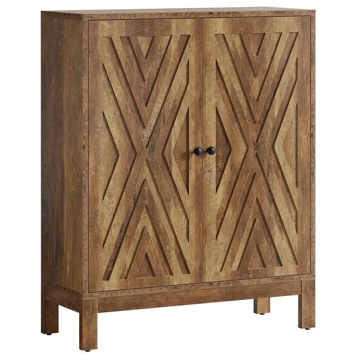 Meuble a chaussures 2 portes - style industriel - marron rustique - 20 paires - 90 x 35 x 110 cm