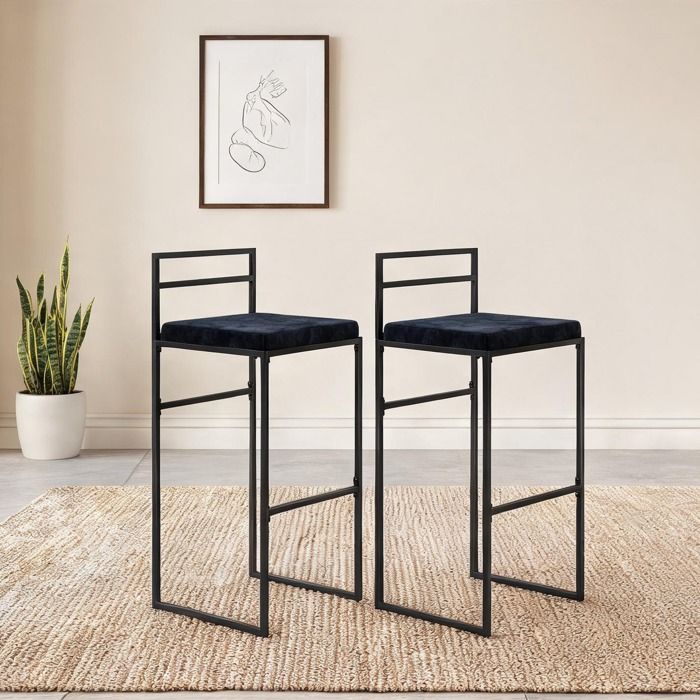 Noir Acier Bar Tables and Stools combining 16.5 x 15.8 x 35.8 in assise rembourrée 5 cm and Tabouret de bar haut 91 cm lot de