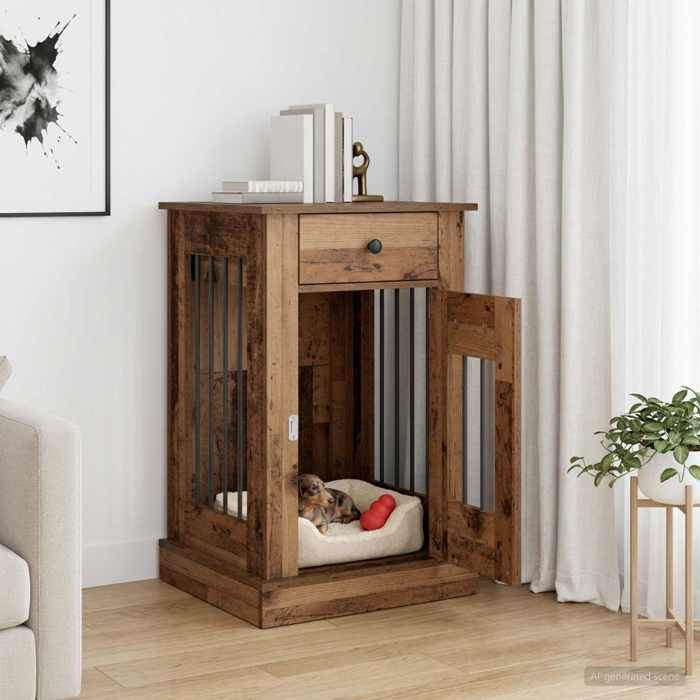 vidaXL Meuble de cage pour chien Bois ancien 50 x 475 x 80 cm 8014783