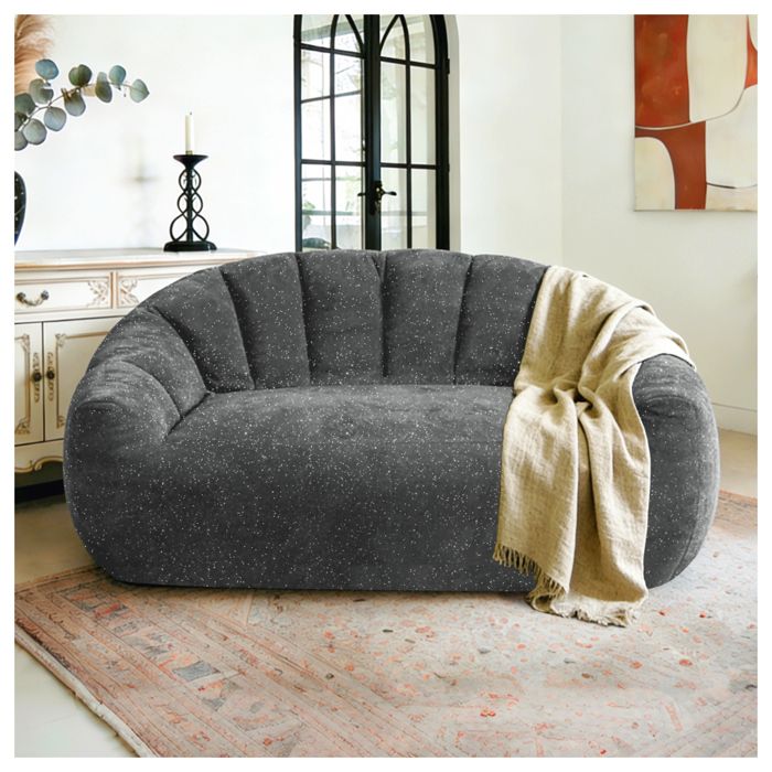 TOPESCT Fauteuil Pouf Géant Gris canapé pouf confortable avec accoudoirs tissu étoilé pour salon chambre 140×98×61cm