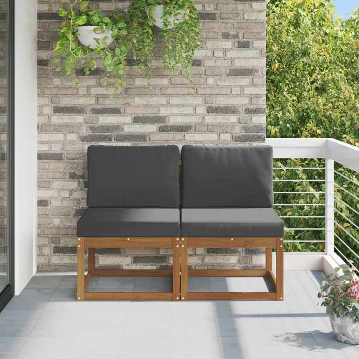 Marron 2 Pièce Sofa de milieu extérieur Bois dAcacia Massif - Siège de balcon LV67952