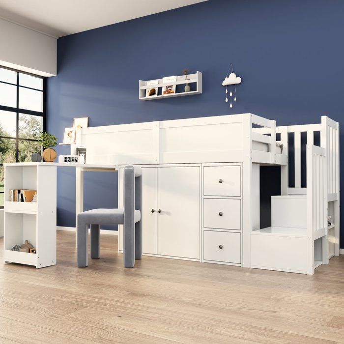 Lit superposé enfant multifonction avec bureau extensible armoire et tiroirs pour optimiser lespace de la chambre