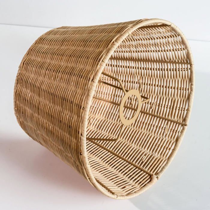 Abat-jour conique en rotin tressé main - naturel 20 x 30 cm hauteur 19.5 cm - douille E14 E27