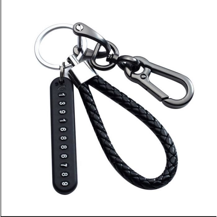 Porte-clés Bracelet En Cuir Avec Portefeuille Et 3 Anneaux - Anti-perte - Neuf