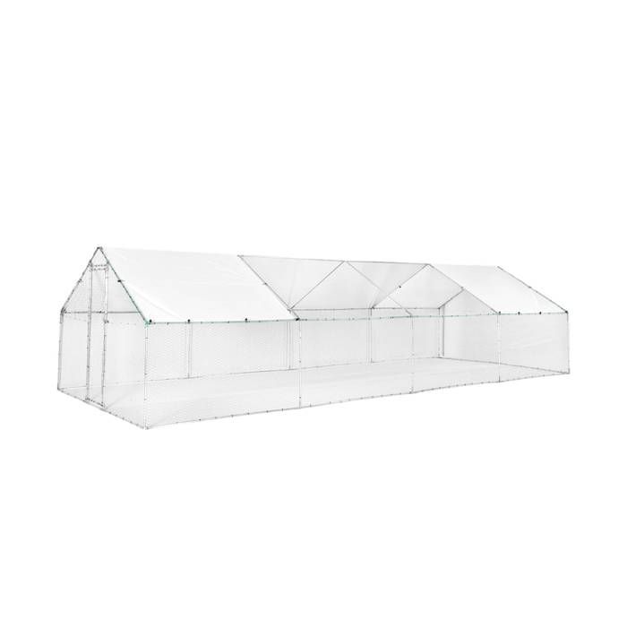 Enclos pour poulailler et volière 24m² acier galvanisé gris et vert. plusieurs dimensions - Babette
