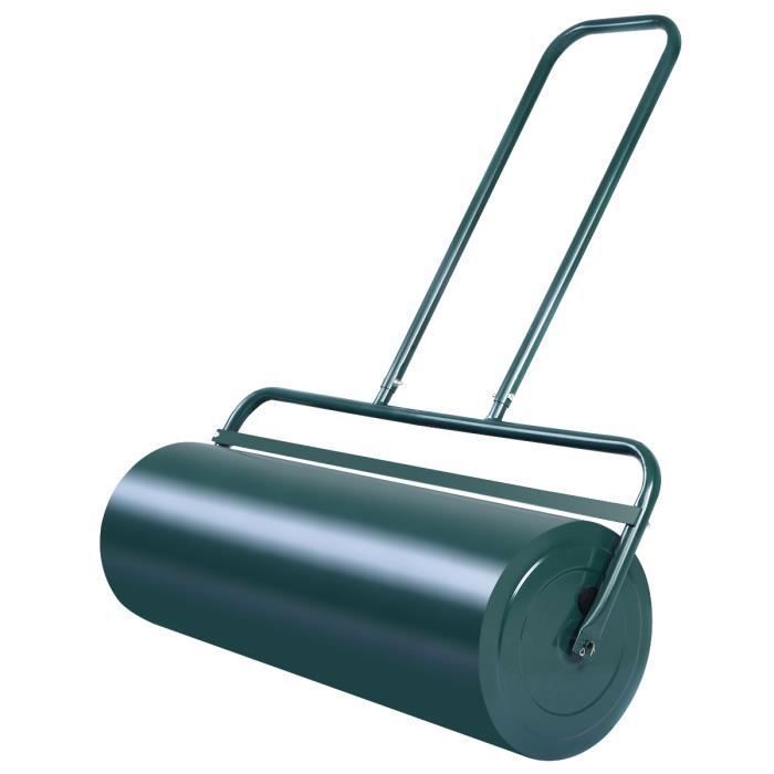 Rouleau à Gazon Outsunny 50 Cm De Large - Remplissage Eau/Sable 38 L - Poignée Ergonomique U - Pour Pelouse, Jardin, Parc